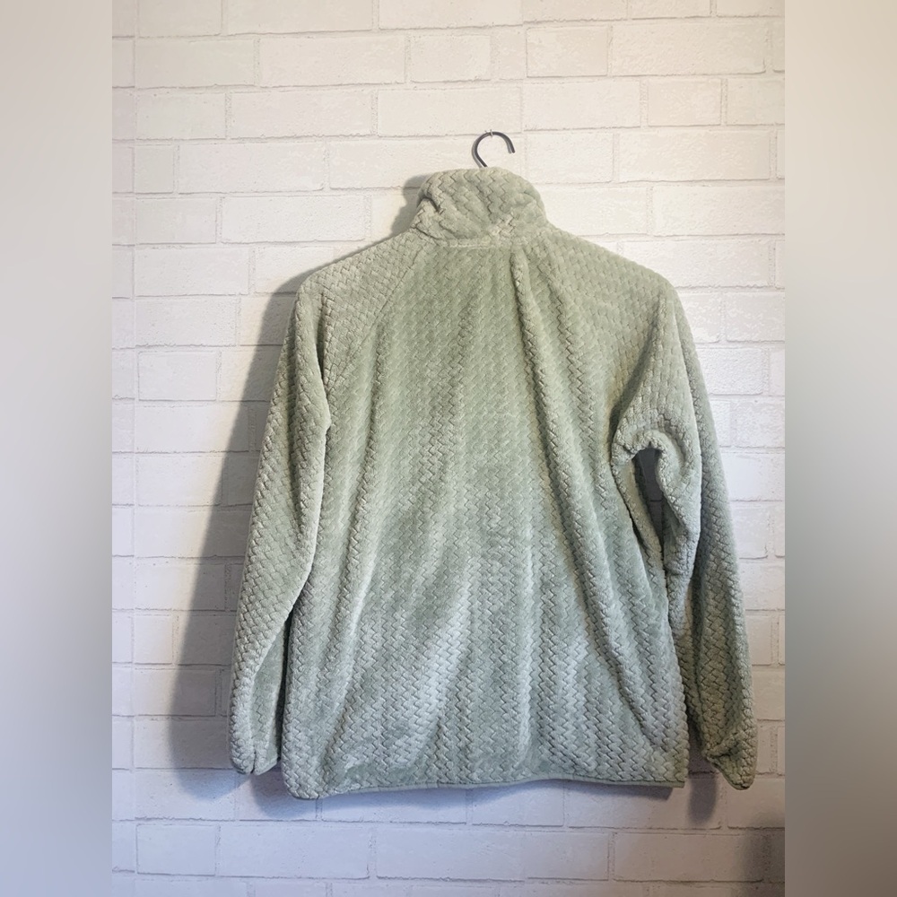 Women’s Columbia Quilted Fleece Teddy Light Green Full Zip Mock Neck Jacket - Picture 3 of 6